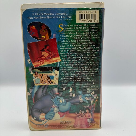Aladdin VHS Walt Disney Classics 1993 Animated Movie Robin Williams - Picture 2 of 3